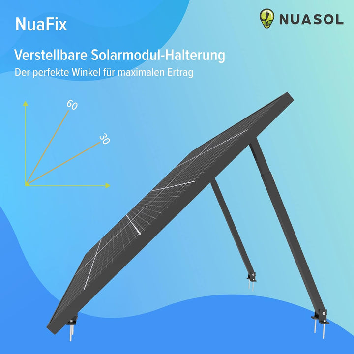 NuaSol Montageset für Balkonkraftwerk | 2 Stück Solarmodul Halterung | Aufständerung 30°-60° | indiv