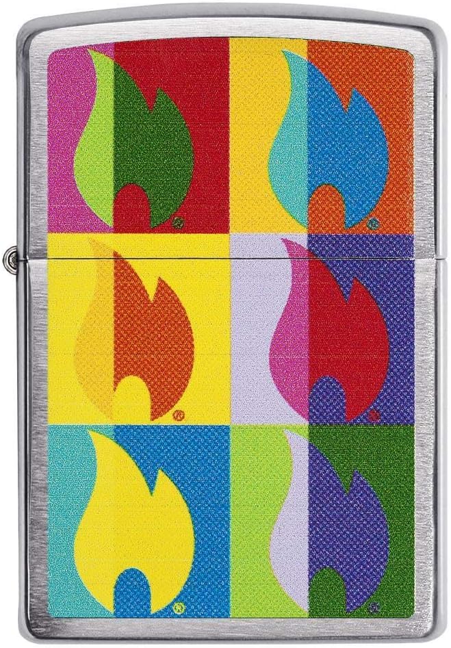 Zippo Unisex Abctract Flame Design Winddichtes Taschenfeuerzeug – gebürstetes Chrom, Einheitsgrösse,