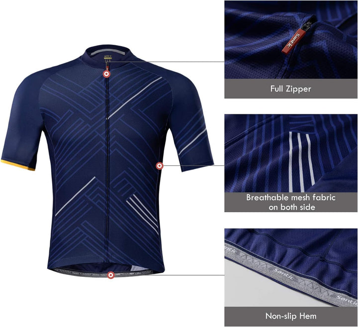 Santic Radtrikot Herren Kurzarm Fahrradtrikot Herren Fahrradshirt Radshirt Kurzarm Sommer mit Tasche
