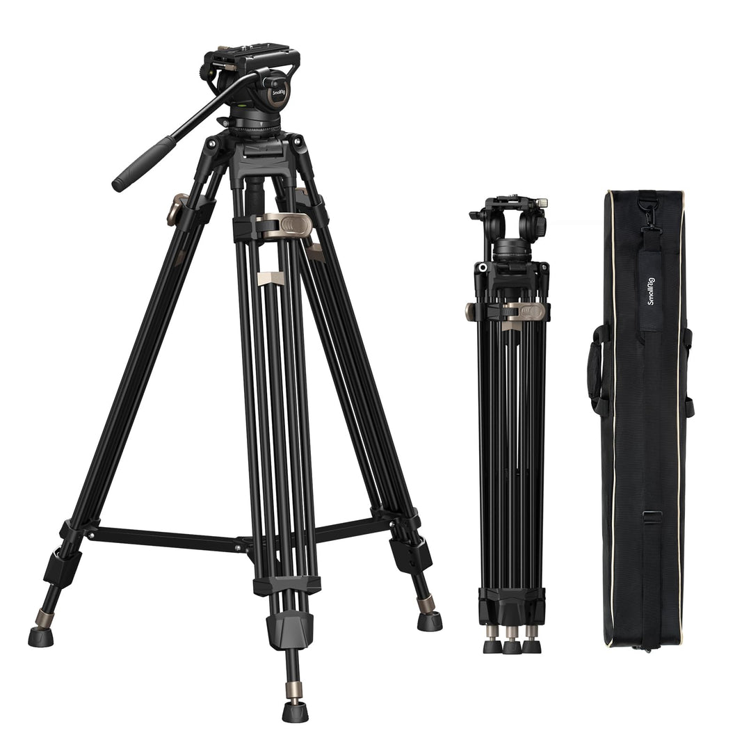 SMALLRIG 75" Heavy-Duty Videostativ, Stativ aus Aluminiumlegierung mit Fluidkopf, einstufige Höhenve