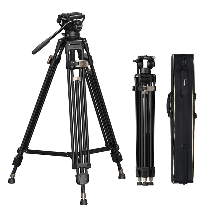 SMALLRIG 75" Heavy-Duty Videostativ, Stativ aus Aluminiumlegierung mit Fluidkopf, einstufige Höhenve