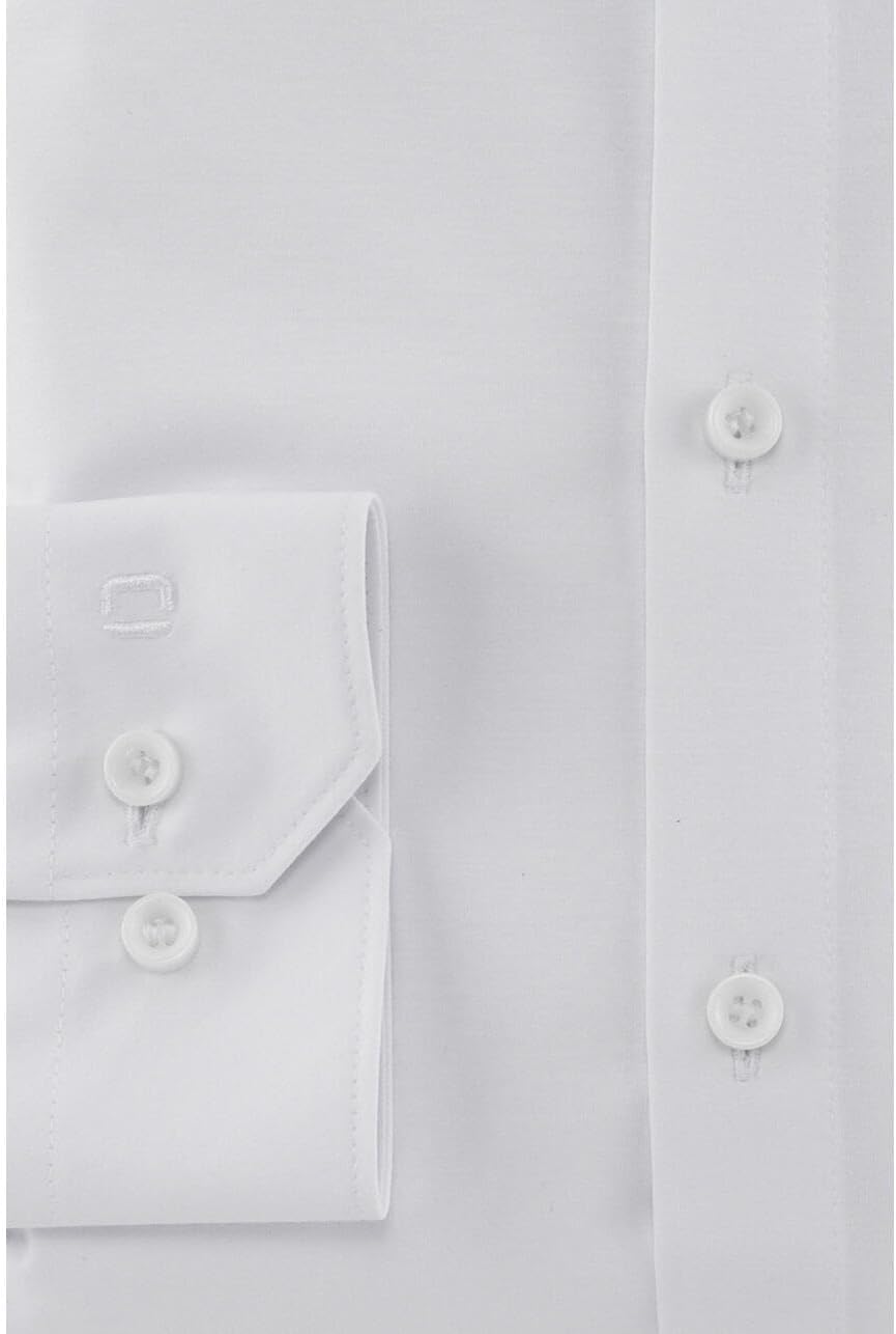 OLYMP No. Six 24/Seven super Slim Hemd Langarm Haifischkragen Muster blau 38 Weiss, 38 Weiss