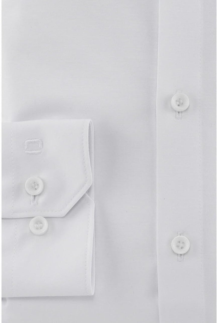 OLYMP No. Six 24/Seven super Slim Hemd Langarm Haifischkragen Muster blau 38 Weiss, 38 Weiss