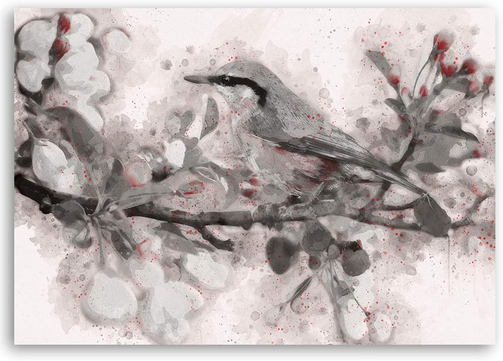 Leinwandbild XXL Vogel Wandbild Kunst Aquarell Beige 120x80 cm M14233 120x80 cm, M14233 120x80 cm