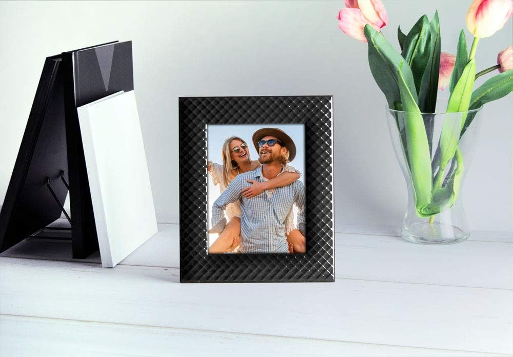 Mareli Bilderrahmen für den Tisch, Emailliertes Metall mit Geflecht Typ Netz, Schwarz, Adatta a Foto