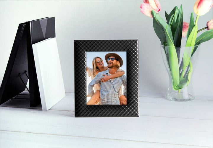 Mareli Bilderrahmen für den Tisch, Emailliertes Metall mit Geflecht Typ Netz, Schwarz, Adatta a Foto