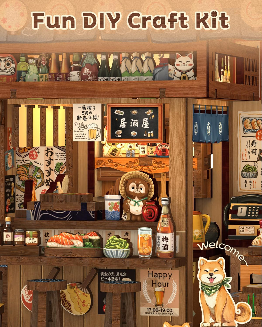 CUTEBEE Book Nook Kit für Erwachsene - Japanisches Izakaya Miniaturhaus, 3D Holzpuzzle DIY zum Selbe