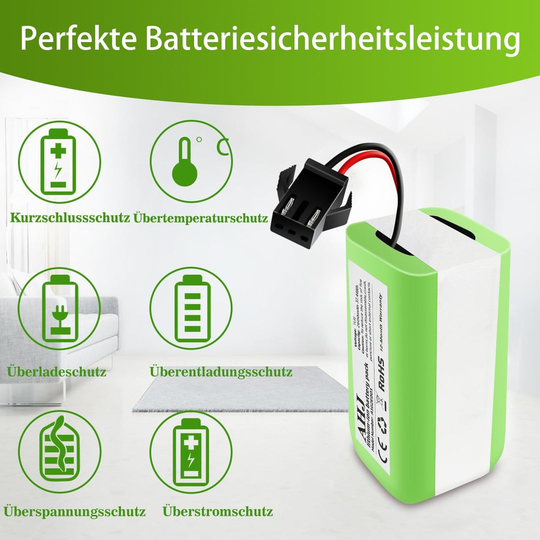 AHJ 14.4V 2600mAh Ersatz-Akku Kompatibel mit Eufy RoboVac 11 11S 11S MAX RoboVac G10 Hybrid RoboVac