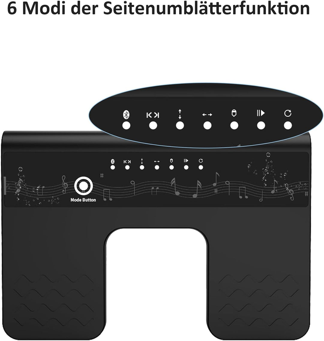 Bluetooth Page Turner Pedal: Bluetooth Fussschalter 6 Modi für Tablets Smartphones Wiederaufladbar L