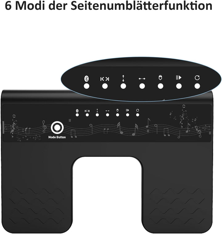 Bluetooth Page Turner Pedal: Bluetooth Fussschalter 6 Modi für Tablets Smartphones Wiederaufladbar L