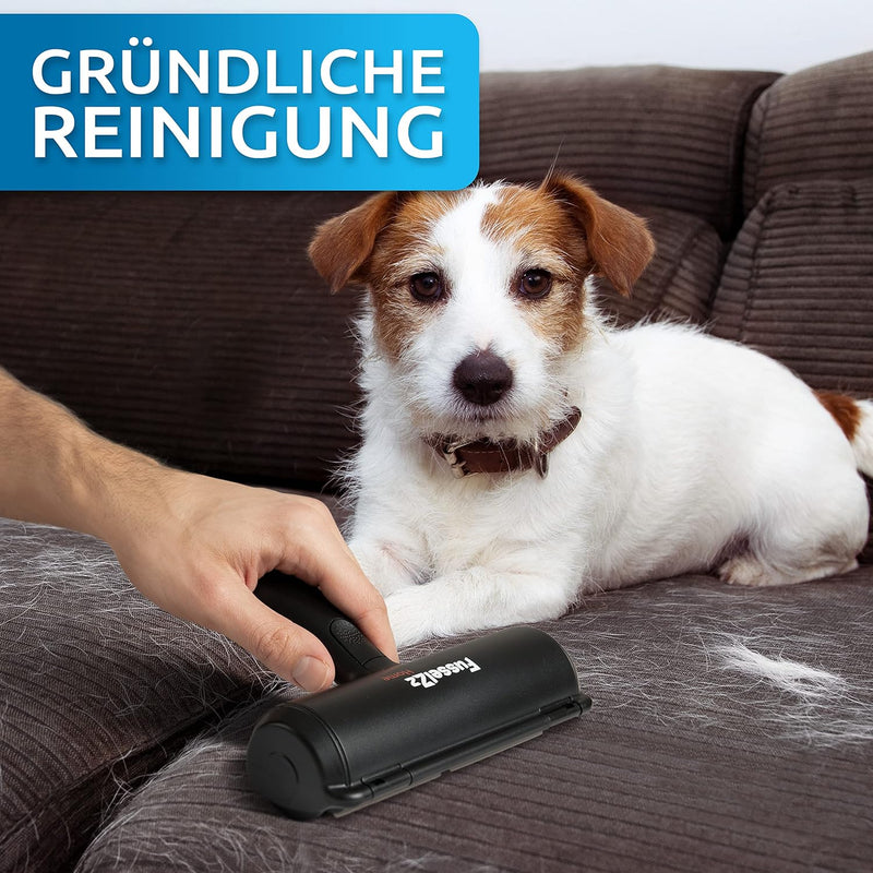 FusselZz® Home Premium Fusselrolle Schwarz Tierhaare - Selbstreinigender Tierhaarentferner zum Katze