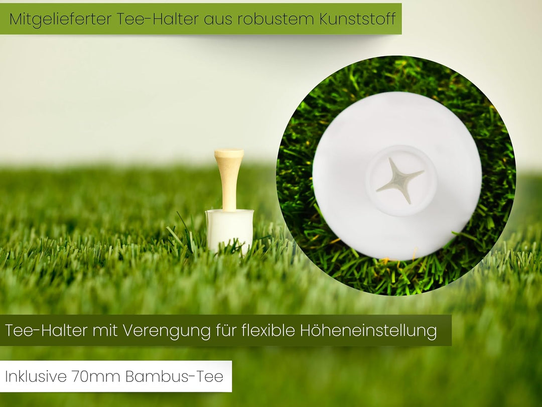 Abschlagmatte Golf 85 x 65cm, Outdoor, Indoor, inkl. Teehalter + Tee verstellbar, chippen, Driven, z