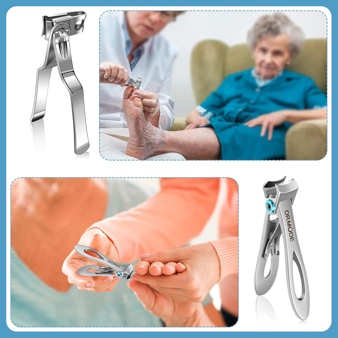 DRMODE Nagelknipser Set, Zehennagelknipser für dicke Nägel mit breiter Backenöffnung und scharf gebo