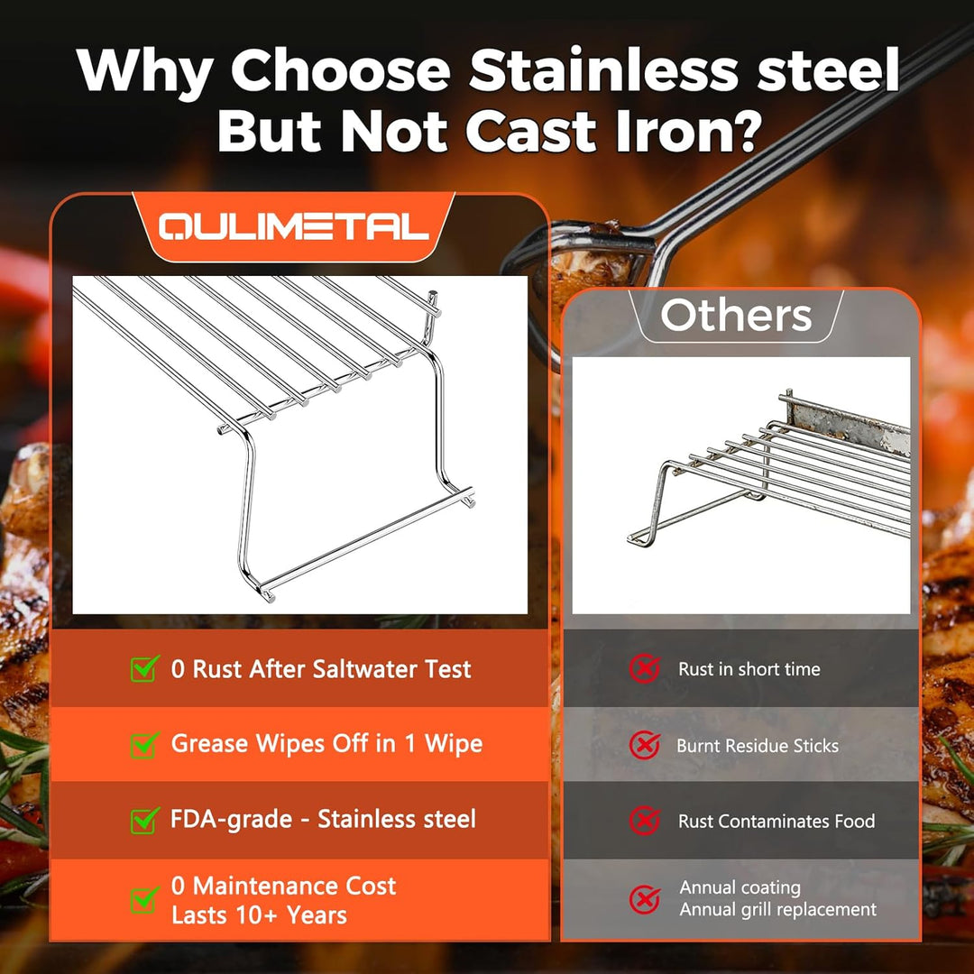 QuliMetal 67,9cm Edelstahl Warmhalterost Passend für Weber Genesis 300 Serie E320 E330 S310 S320 S33