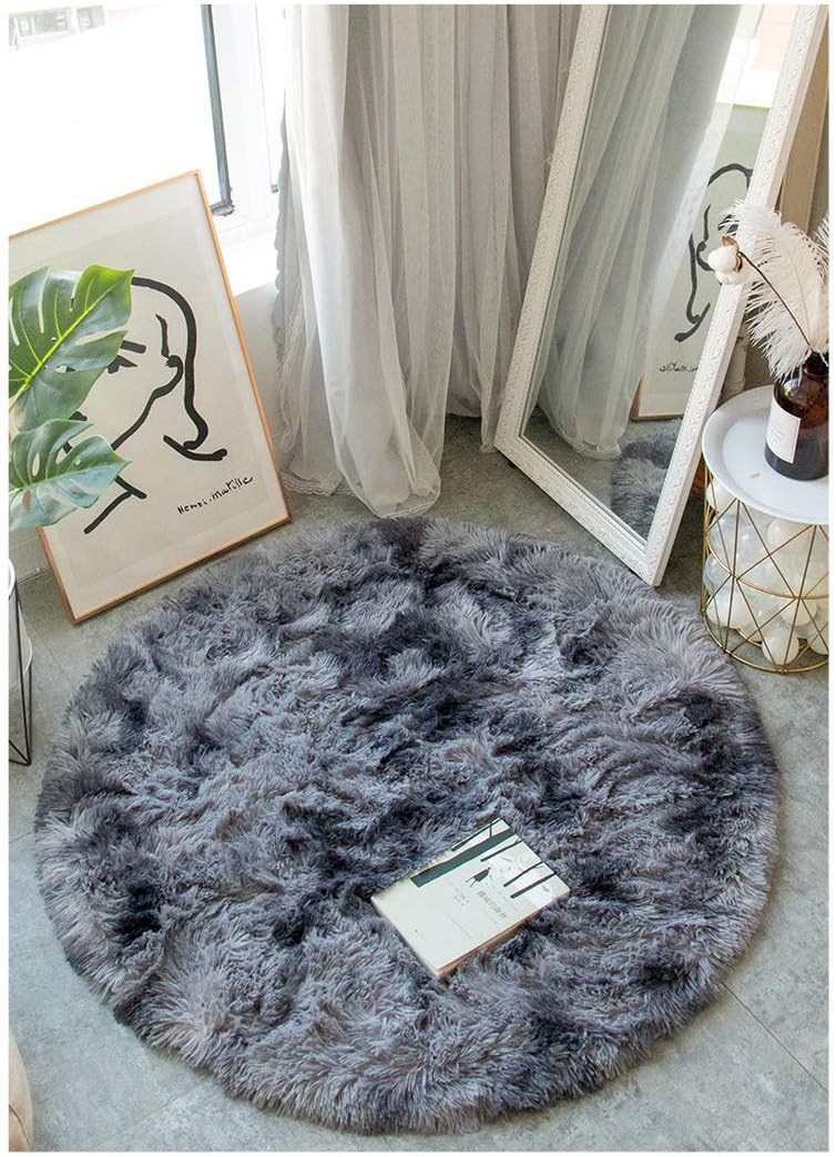 Tinyboy-hbq Runder Teppiche Hochflor Teppich wohnzimmerteppich Langflor Teppiche für Wohnzimmer flau