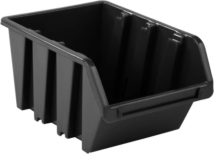 PAFEN Stapelboxen Set – 50x Stapelbox 70 x 100 x 155 mm – Sichtbox Stapelbox Lagerbox, Schwarz 50x S