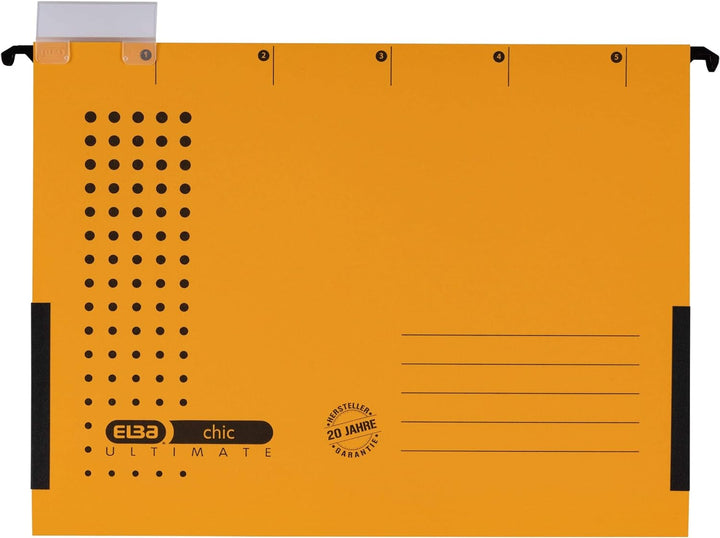 ELBA Hängetasche chic für A4, aus Karton, mit Leinenfröschen, gelb, 25er Pack Hängetaschen gelb 25 S