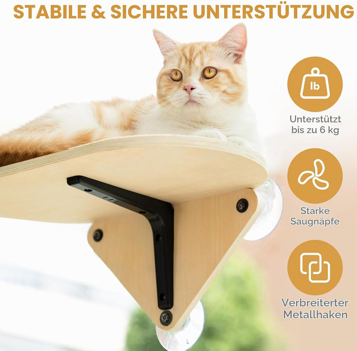 EDAGNY Katzenfenstersitzstange, Katzenkratzbaum und Katzenplattform mit starken Saugnäpfen für Hausk