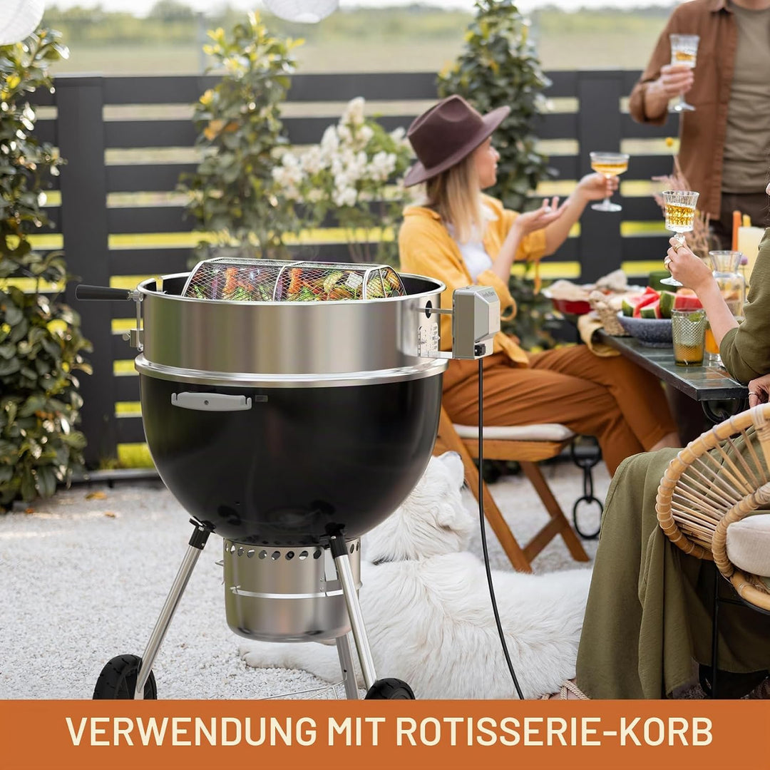 onlyfire Upgrade Edelstahl Grillspiess Set für Weber 57cm Kettle Holzkohlegrill, Inkl. Kohlekörbe un