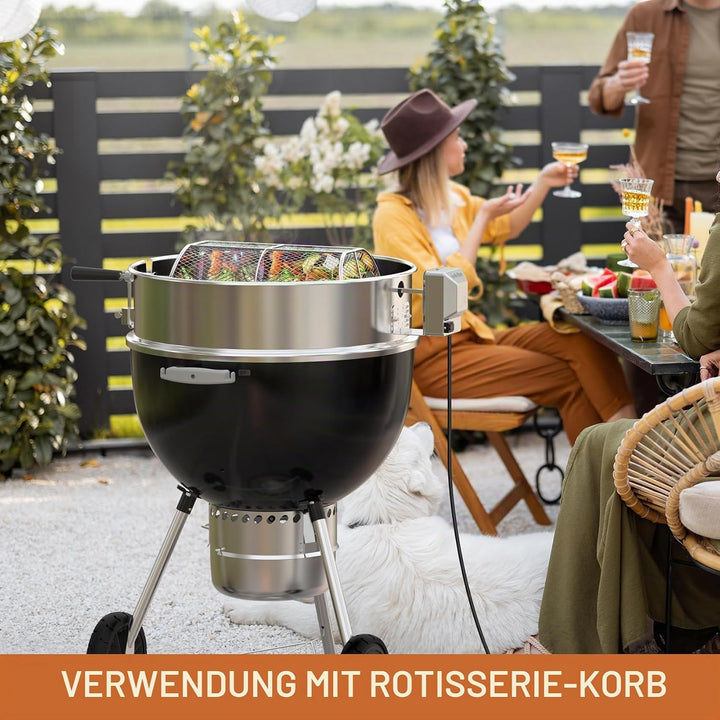 onlyfire Upgrade Edelstahl Grillspiess Set für Weber 57cm Kettle Holzkohlegrill, Inkl. Kohlekörbe un