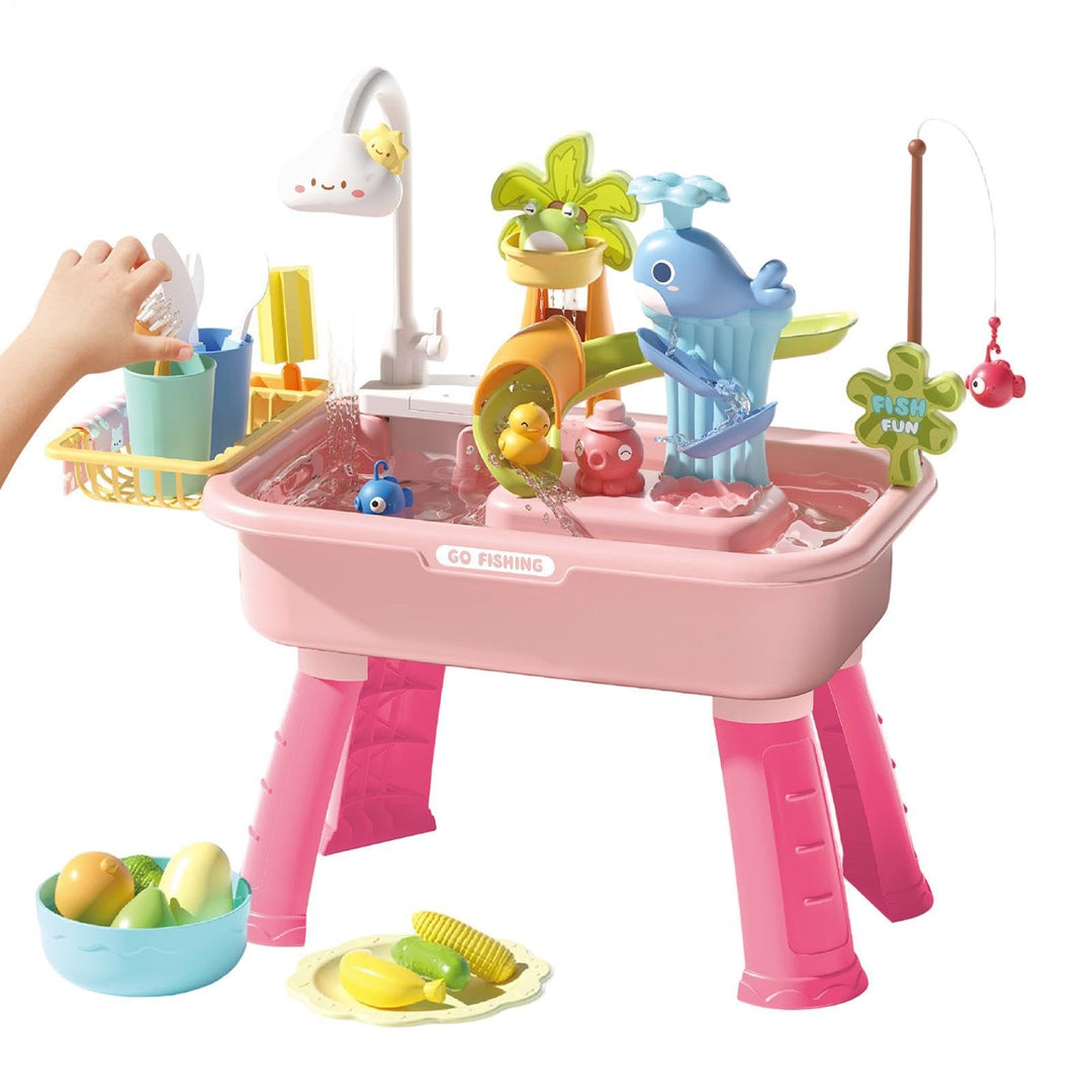 Wasserspieltisch Kinder Mit Wasserpumpe, 54x29x53 cm Grosser Wassertisch Für Kinder Mit Zubehör, Sho