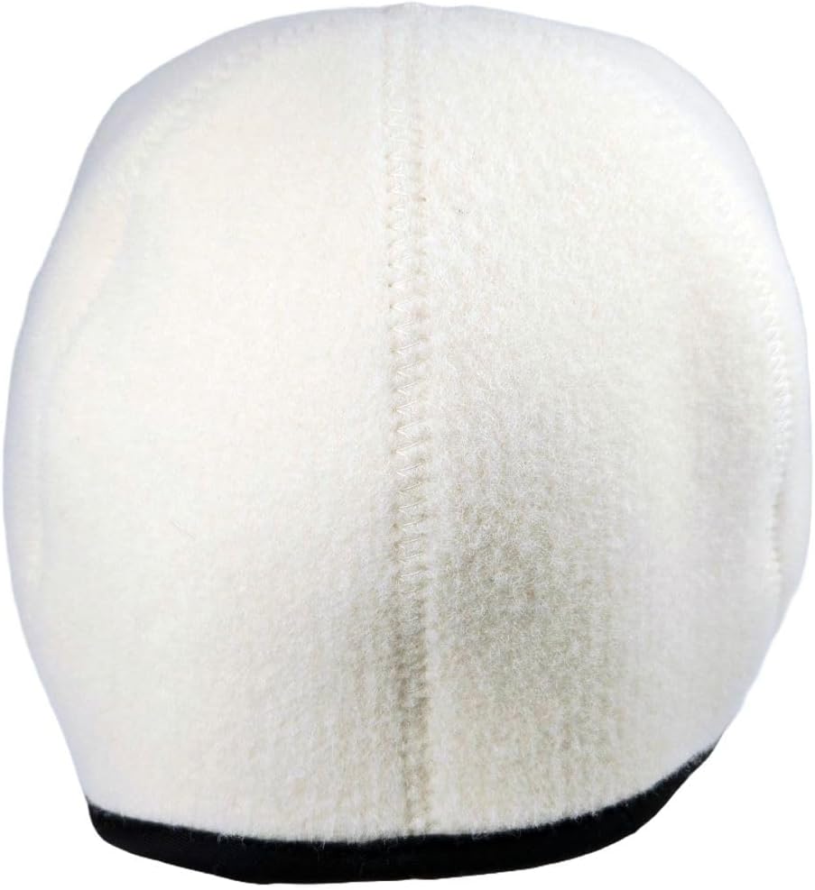 SAUNA Saunahut, Baseballkappen-Form, 100% Schafwolle, Weiss-Grau, mit Saunatub-Stickerei