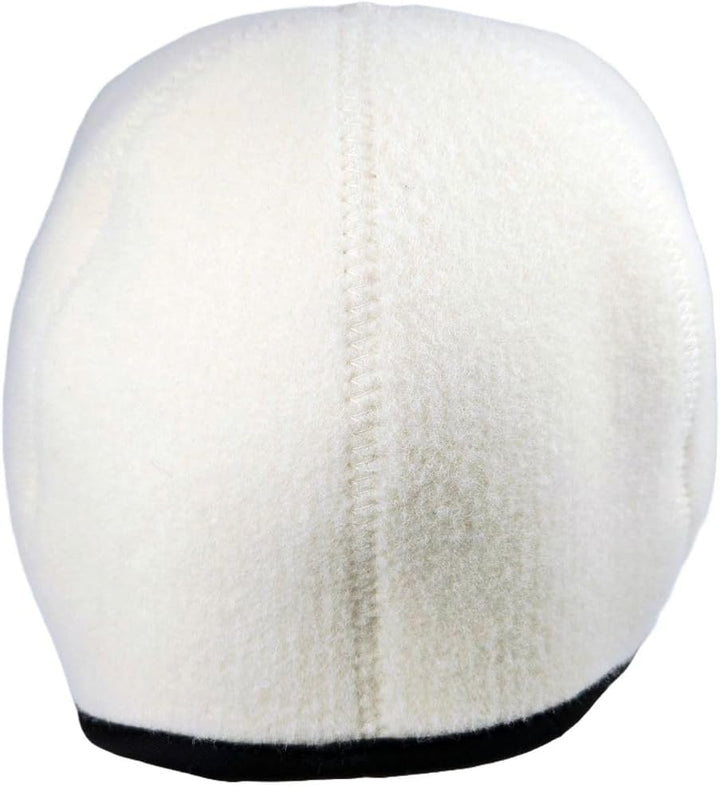 SAUNA Saunahut, Baseballkappen-Form, 100% Schafwolle, Weiss-Grau, mit Saunatub-Stickerei