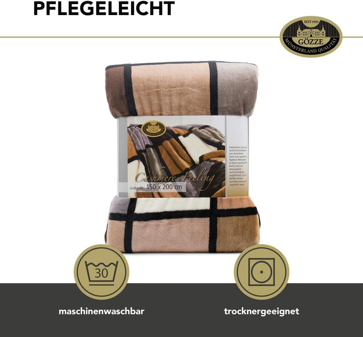 Gözze - Weiche Kuscheldecke, Cashmere Feeling, Hohes Stoffgewicht 500 g/m², Antigua, 150 x 200 cm -