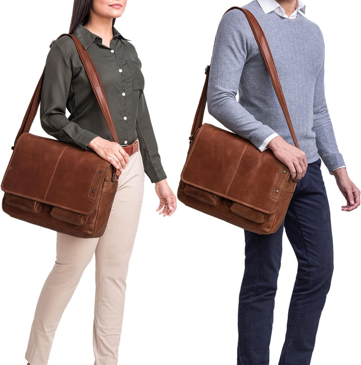 STILORD 'Curtis' Umhängetasche Leder als Messenger Bag oder Aktentasche Vintage Laptoptasche 15,6 Zo