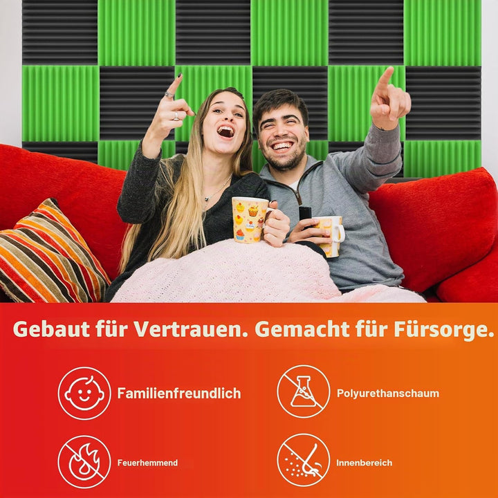 Akustikpaneele 54 Stück 30×30×5cm Grün Keilförmige Akustikschaumstoff Schallschutzplatten für Wand &
