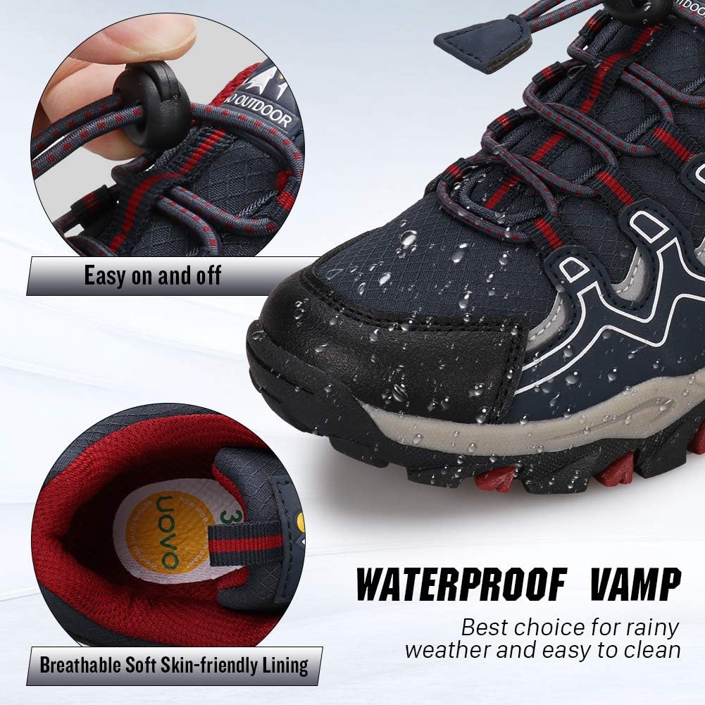 UOVO Turnschuhe Jungen Wasserdicht Wanderschuhe Sneakers Kinder Trekking Schuhe Outdoor Sportschuhe
