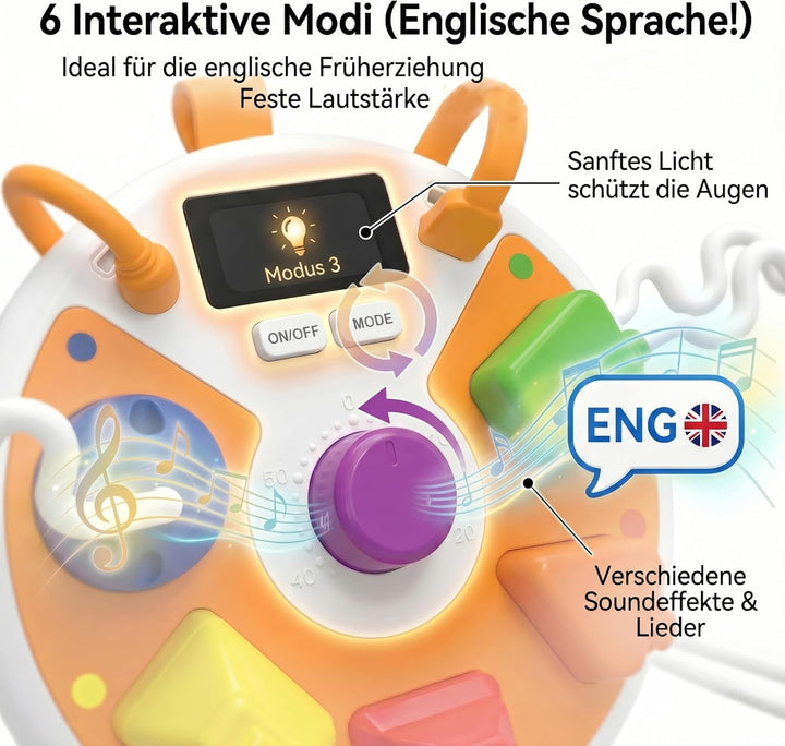 Montessori Steckdose Spielzeug 2026 Neuheit, Multifunktionales Busy Board mit Musik & 6 Geräuscheffe