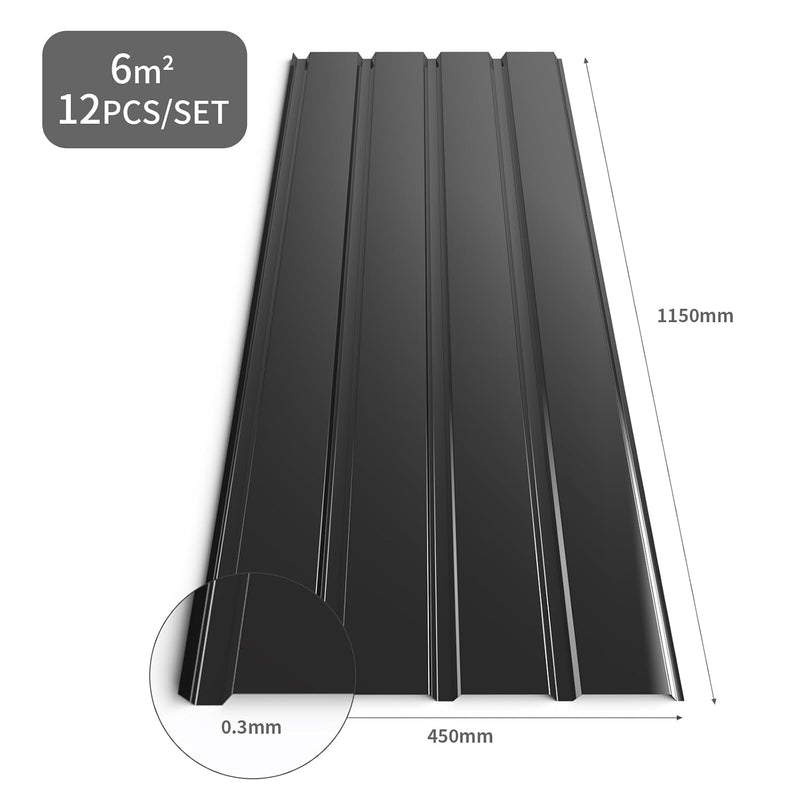 Mondeer Dachbleche, Dachziegel, Verkleidung, verzinktes Metall, 115 x 45 cm/6 m², 0,3 mm, zum Ersetz