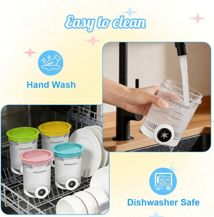 4 Stück Creami Behälter für Ninja Creami Swirl, 500ML Ersatzbecher für Ninja Swirl Creami NC700 &amp; NC