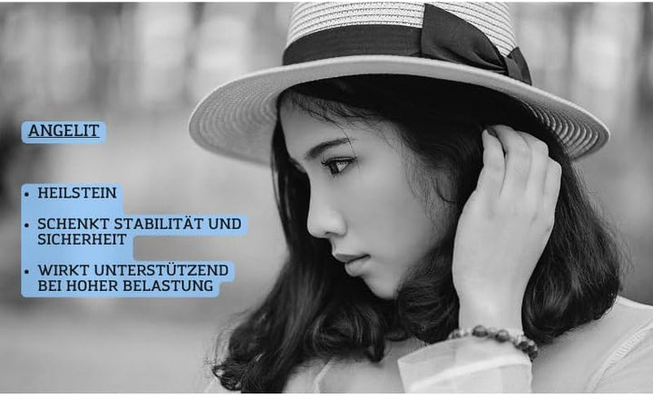 Echtes Edelstein Armband mit 6mm Perlen und Edelstahlherz - verschiedene Längen - Heilstein Schutzst