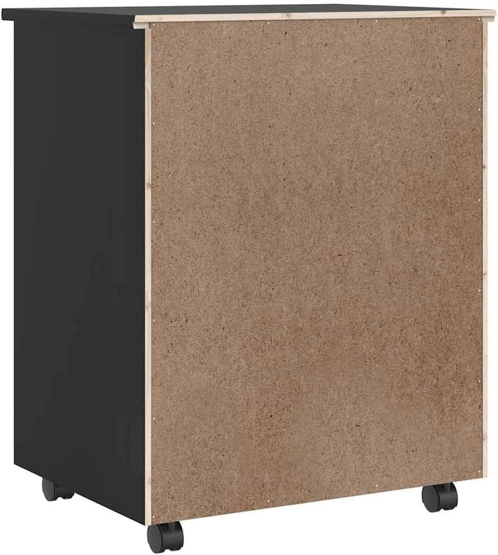 vidaXL Rollschrank mit Schubladen Moss Schwarz Massivholz Kiefer, Kommode, Schubladenschrank, Schrei