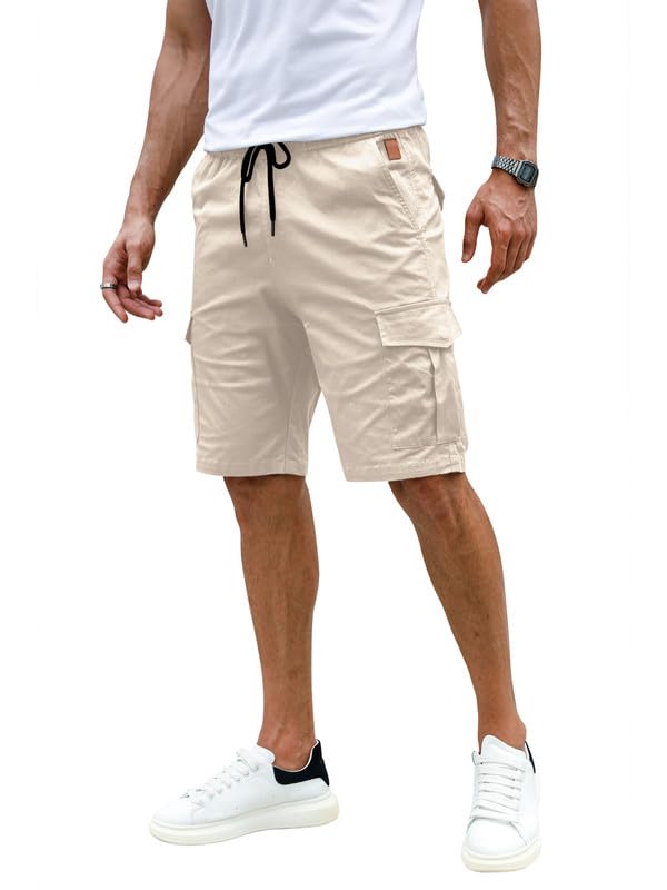 Elegancity Kurze Hosen Herren Cargo Shorts Sommer Freizeithose Kurze Elastische Taille Chino Shorts