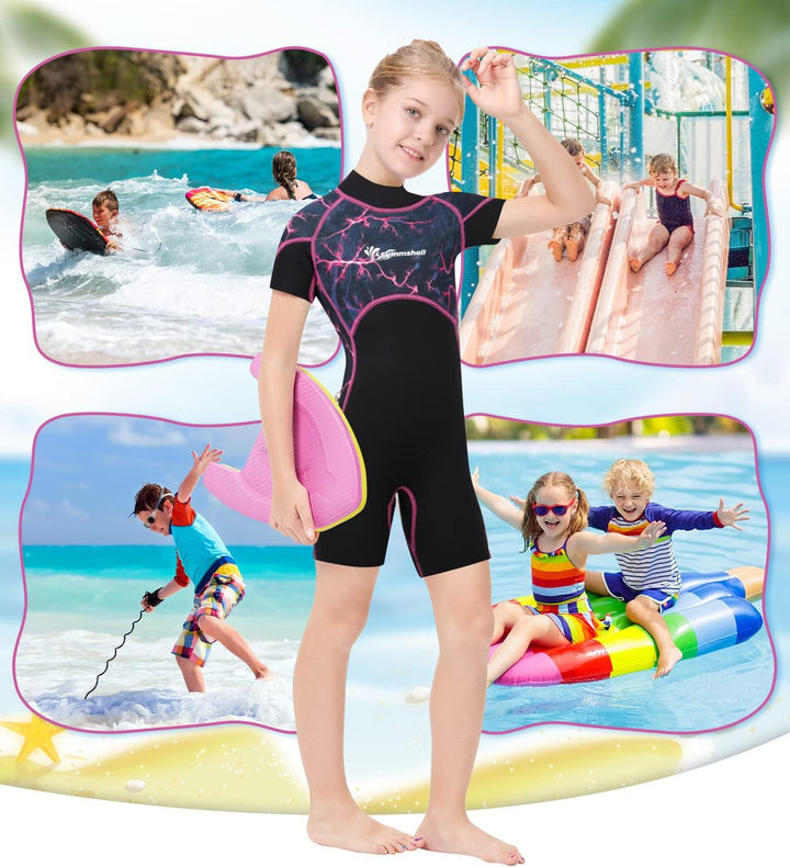 Summshall Neoprenanzug Kinder, 2.5mm Neopren Shorty Kinder Neoprenanzug Kurz Lang Wärmender Neoprena