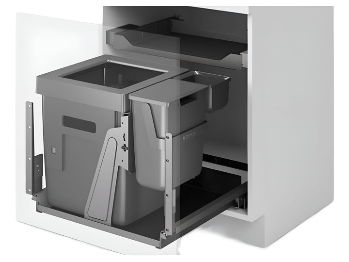 PEKA 200.1660.43 Einbau-Mülltrennsystem Oeko Complet Abfalleimer Küche 3-Fach 490mm, Kunststoff Meta