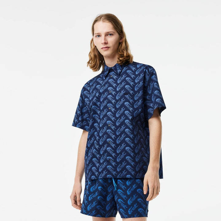 Lacoste Herren Woven T-Shirts 40 Navy Blue/Ethereal, 40 Navy Blue/Ethereal