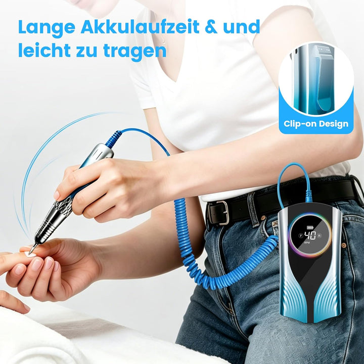 Elektrische Nagelfräser mit LCD-Display, 35000 U/min Tragbar Nagelfeile für Acryl und Gelnägel, Gerä