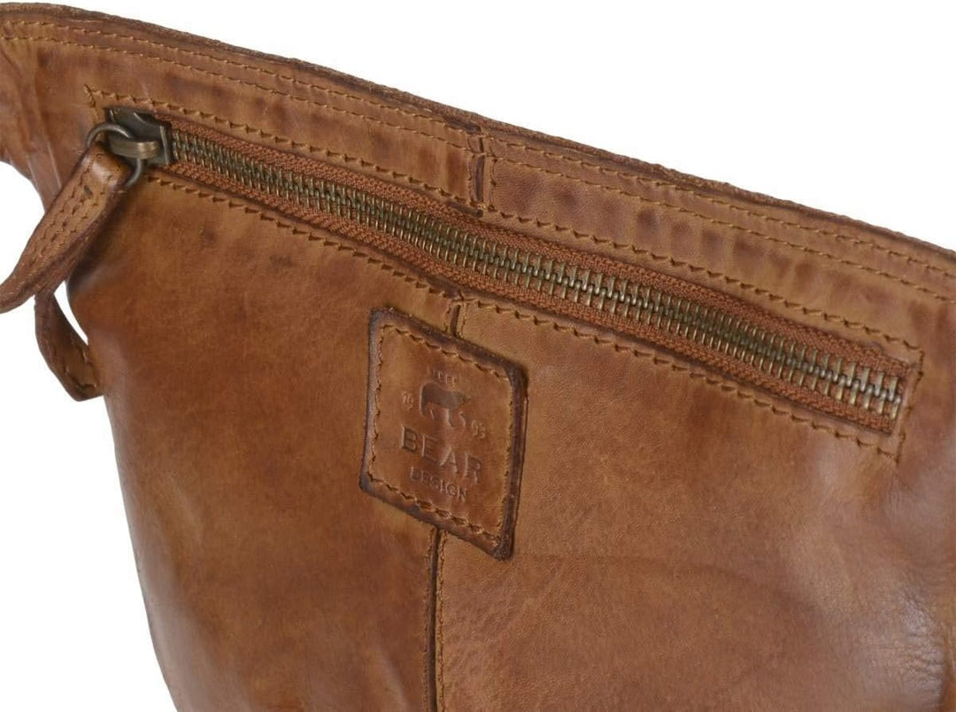 Bear Design Bauchtasche Gürteltasche Herren Damen Leder lässig modern Cognac auch Crossover zu trage