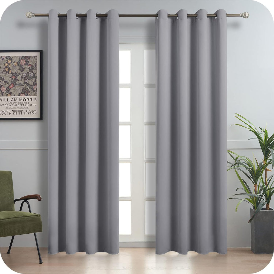 MRTREES Thermovorhang Kälteschutz Hellgrau Gardinen Blickdicht 2er Set Hellgrau 240x140 cm (HxB) Bli
