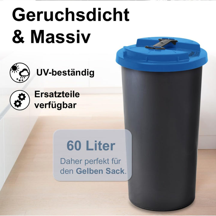 KUEFA BSC LA 60L Mülleimer, Müllsackständer, Gelber Sack Ständer, inkl. Klemm-Ring und Laserbeschrif