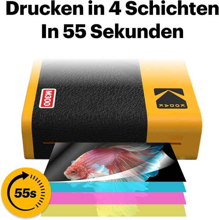 KODAK Mini 3 ERA 4PASS Mobiler Fotodrucker (7,6x7,6cm) (Schwarz, Fotodrucker + 8 Blatts) Mini 3 Foto