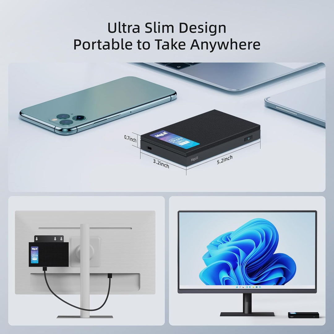 MeLE Fanless Mini-PC Quieter4C N100 16 GB 512 GB, ohne OS, kompatibel mit Linux, Ubuntu, Win11 Pro/H