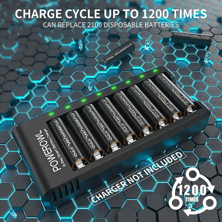 AA Akku PRO, POWEROWL 1,2v NiMH hohe Kapazität 2800 mAh Gute Qualität Wiederaufladbare Batterien AA