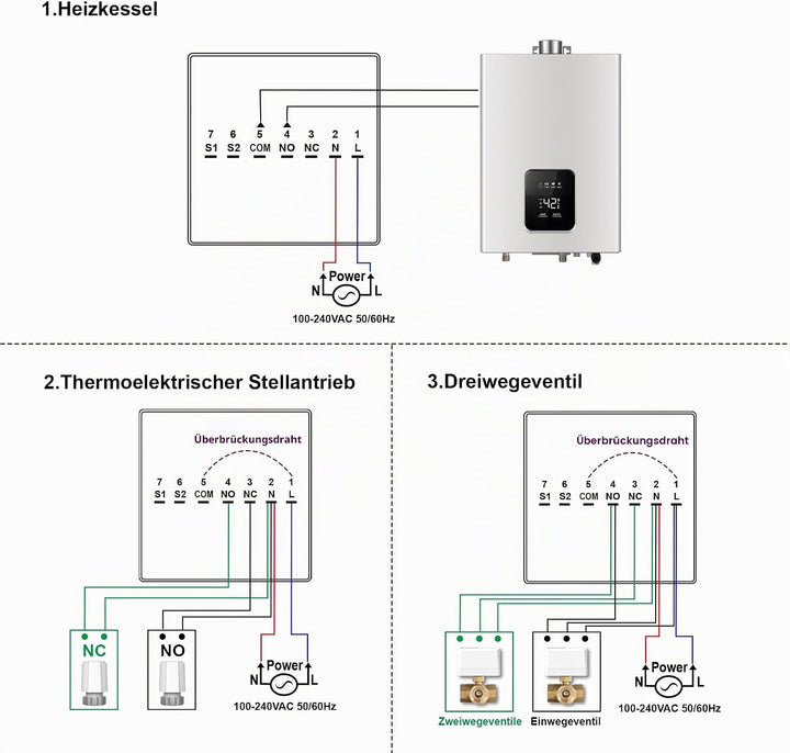 ECOBAY WiFi-Thermostat für Wasserfussbodenheizung: Kompatibel mit Heizkesseln, thermischen Stellglie