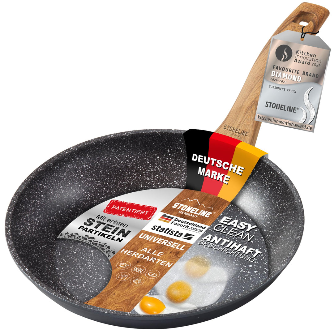 STONELINE Back to Nature Bratpfanne 24 cm, Made in Germany, antihaft beschichtete Pfanne mit echten