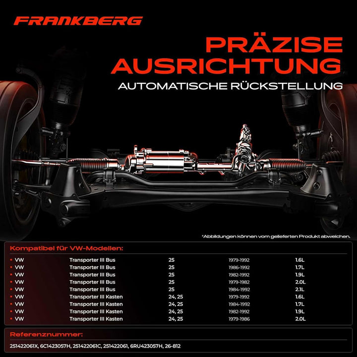 Frankberg Lenkgetriebe Servolenkgetriebe Hydraulisch für Linkslenker Kompatibel mit Transporter III
